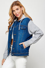 Load image into Gallery viewer, Women's Denim  Jacket with Fleece Hoodies