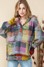 Load image into Gallery viewer, Plus Red Green Mustard Plaid Inside-out Hood Tunic
