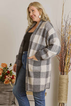 Load image into Gallery viewer, Cozy Checkered Sweater Cardigan - Plus
