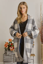 Load image into Gallery viewer, Cozy Checkered Sweater Cardigan
