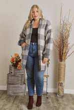 Load image into Gallery viewer, Cozy Checkered Sweater Cardigan - Plus
