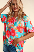 Load image into Gallery viewer, PLUS DROP SHOULDER DOLMAN BANDED FLORAL WOVEN TOP
