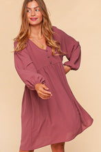 Load image into Gallery viewer, RAGLAN BABY DOLL WOVEN DRESS WITH BUTTONS

