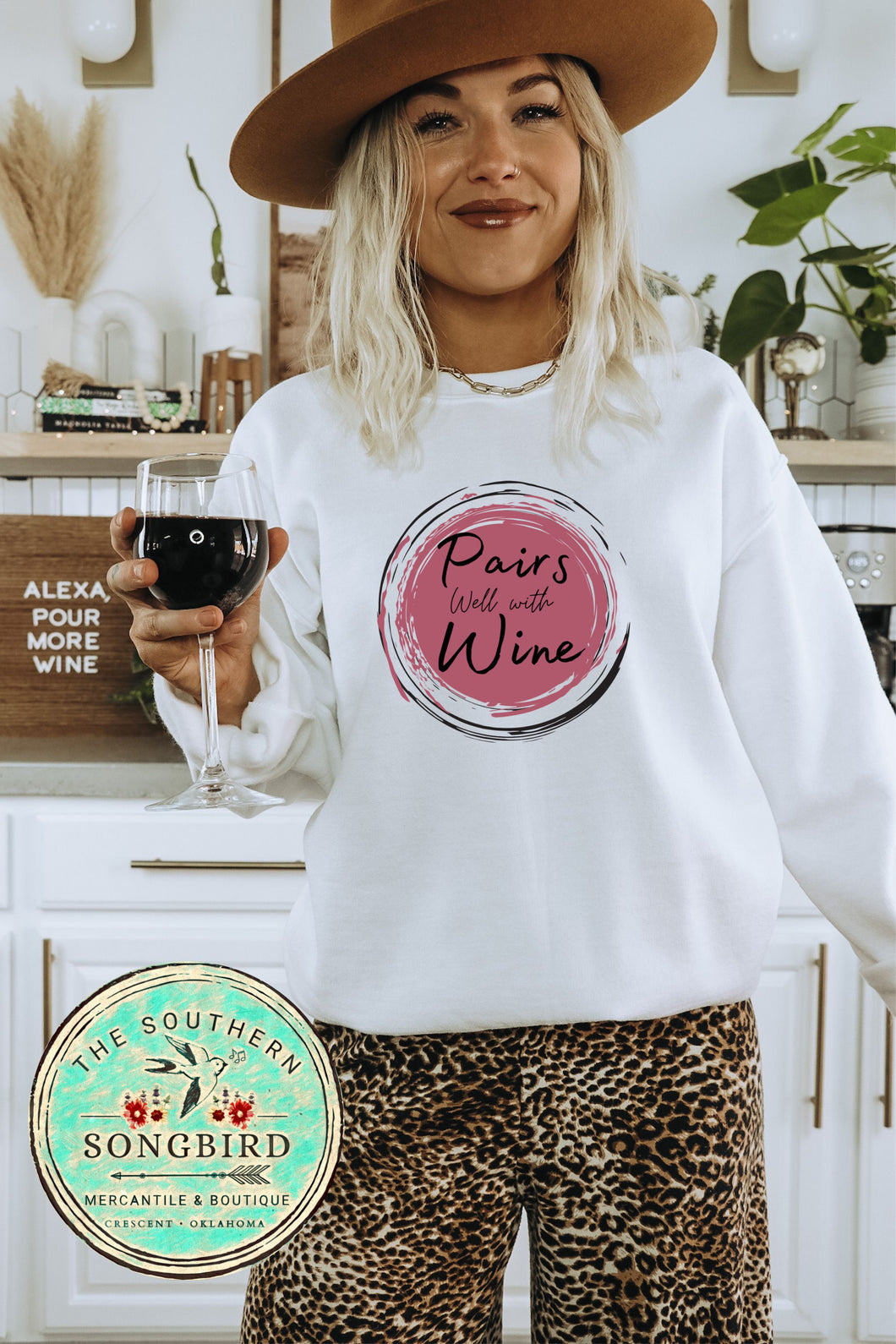 Pairs Well With Wine Graphic Sweatshirt